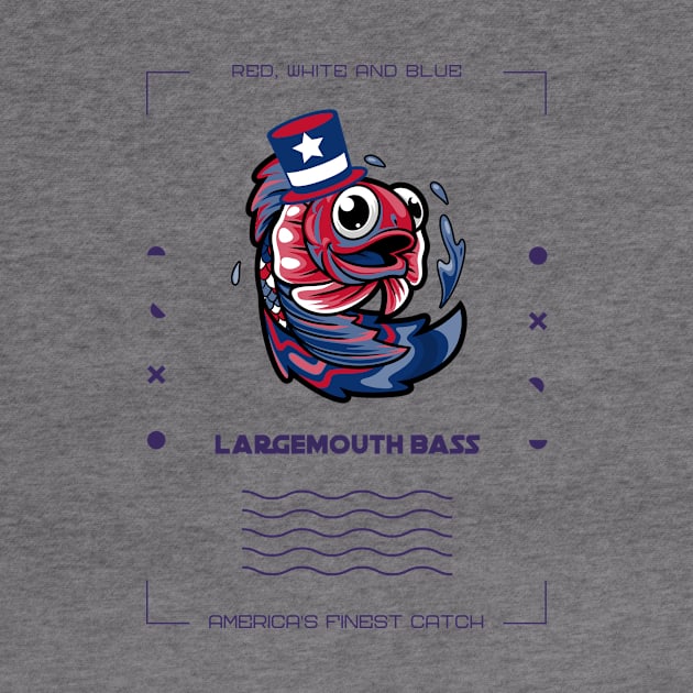 Largemouth Bass and the Red, White, and Blue: America's Finest Catch by lildoodleTees